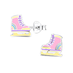 Silver Roller Blade Stud Earrings - 8420