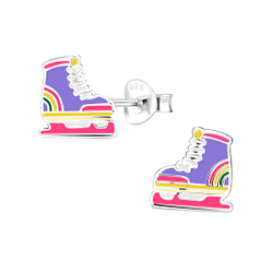 Silver Roller Blade Stud Earrings - 8422