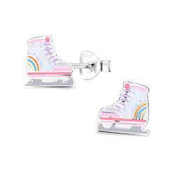 Silver Roller Blade Stud Earrings - 8421