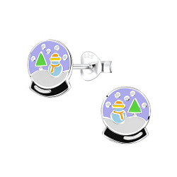 Silver Snow Ball Stud Earrings - 8424