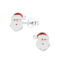 Silver Santa Claus Stud Earrings - 8436 Silver Santa Claus Stud Earrings - 8436