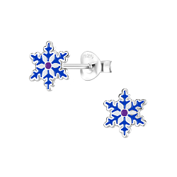 Silver Snowflake Stud Earrings - 8355