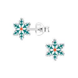 Silver Snowflake Stud Earrings - 8354