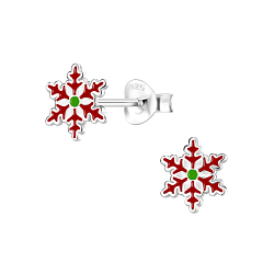 Silver Snowflake Stud Earrings - 8356