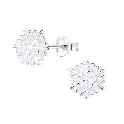 Silver Snowflake Stud Earrings - 8358