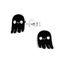 Silver Ghost Stud Earrings - 8335