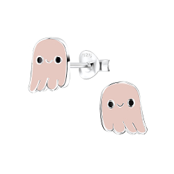 Silver Ghost Stud Earrings - 8333