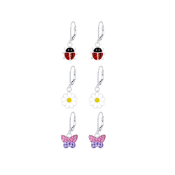 Silver Garden Lever Back Earrings Set - 8395