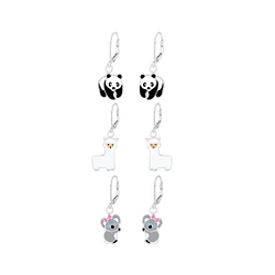 Silver Animal Lever Back Earrings Set - 8397