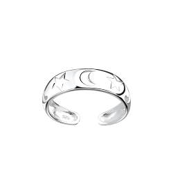 Silver Moon and Star Toe Ring - 8343