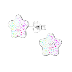 Silver Star Stud Earrings - 8074