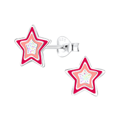 Silver Star Stud Earrings - 8077