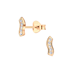 Silver Wave Stud Earrings - 8459