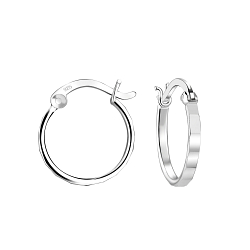 14mm Silver French Lock Hoop Earrings - 8493