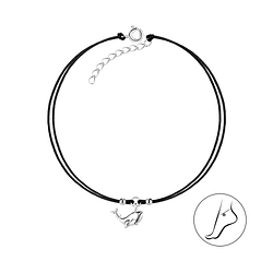 Silver Whale Cord Anklet - 8620