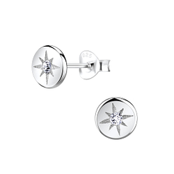Silver Sparkling Stud Earrings - 8567