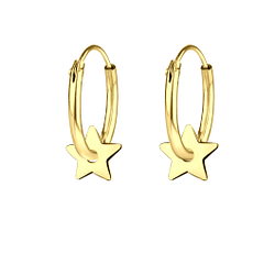 Silver Star Hoop Earrings - 8655 Silver Star Hoop Earrings - 8655