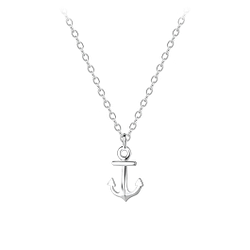 Silver Anchor Necklace - 8588