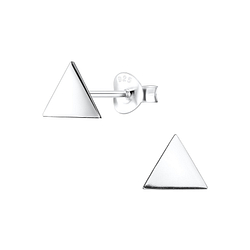 Silver Triangle Stud Earrings - 8272