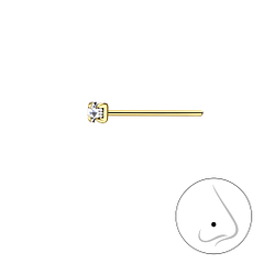 2mm Round Crystal Silver Nose Stud - 8675