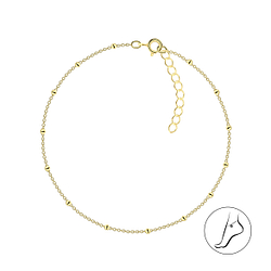 25cm Silver Satellite Anklet With Extension - 8762