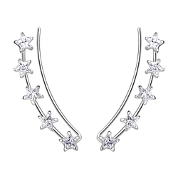 4mm Star Cubic Silver Zirconia Ear Climbers - 23198