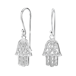 Silver Hamsa Earrings - 4273