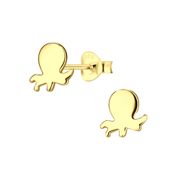Silver Octopus Stud Earrings - 8743