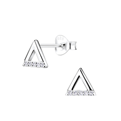 Silver Triangle Stud Earrings - 8720
