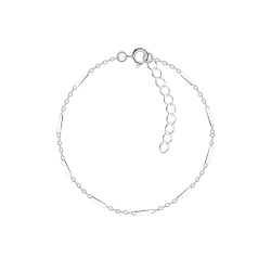 18cm Silver Cable Bar Bracelet With Extension - 8754