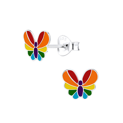 Silver Butterfly Stud Earrings - 8791