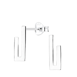 Silver Geometric Stud Earrings - 4986 Silver Geometric Stud Earrings - 4986
