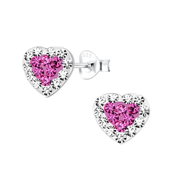 Silver Heart Stud Earrings - 7790