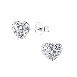 Silver Heart Stud Earrings - 8957