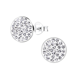 Silver Round Stud Earrings - 8903