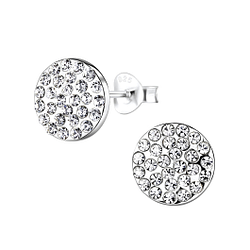 Silver Round Stud Earrings - 8904