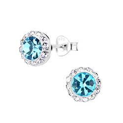 Silver Round Stud Earrings - 8896