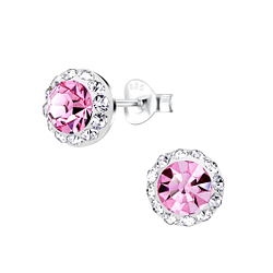 Silver Round Stud Earrings - 8897