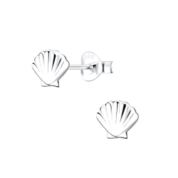 Silver Shell Stud Earrings - 8807