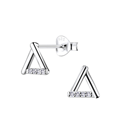 Silver Triangle Stud Earrings - 8569