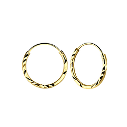 14mm Silver Diamond Cut Hoop Earrings - 9460 14mm Silver Diamond Cut Hoop Earrings - 9460