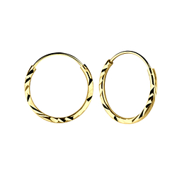 16mm Silver Diamond Cut Hoops - 10688