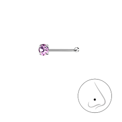 2.5mm Round Crystal Silver Nose Stud With Ball - Wholesale - 8829