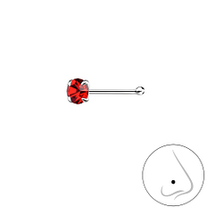 3mm Round Crystal Silver Nose Stud With Ball - 8831