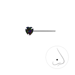 3mm Heart Cubic Zirconia Silver Nose Stud - Wholesale - 7184