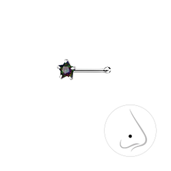 3mm Star Cubic Zirconia Silver Nose Stud with Ball - 8838