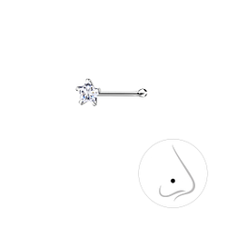 3mm Star Cubic Zirconia Silver Nose Stud With Ball - 8825