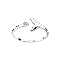 Silver Whale Tail Open Ring - 8910