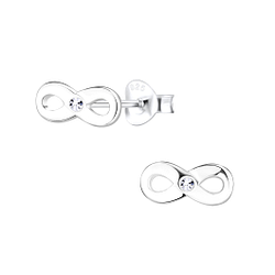Silver Infinity Stud Earrings - 8969