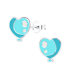 Silver Heart Stud Earrings - 9012